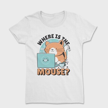 Cat Using Computer Mouse, Tricou Femei