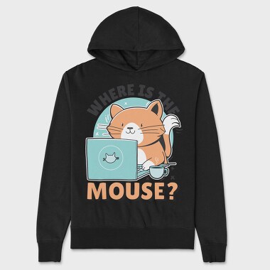 Cat Using Computer Mouse, Hanorac Oversize Barbati (Unisex)