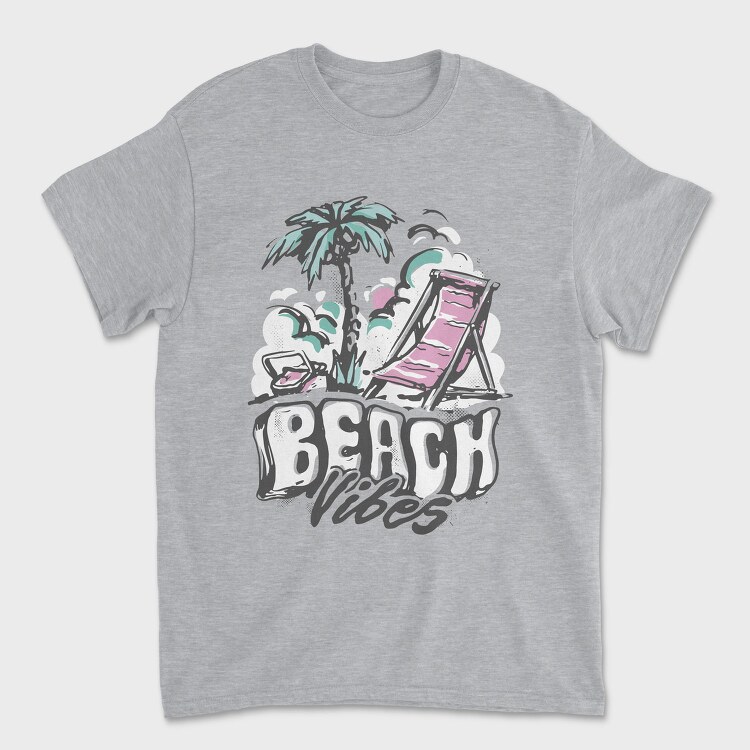 Beach Vibes Summer Vintage Lettering, Tricou Barbati (Unisex)