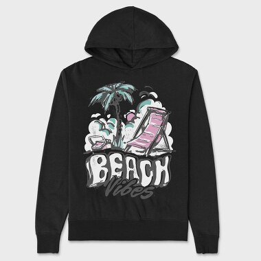 Beach Vibes Summer Vintage Lettering, Hanorac Oversize Barbati (Unisex)