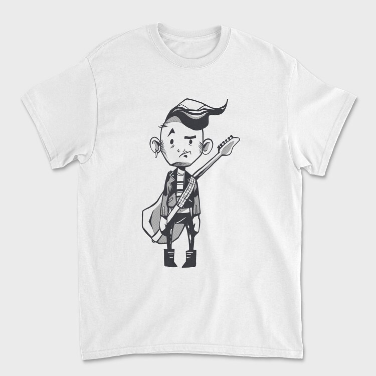 Character Holding Guitar Punk, Tricou Barbati (Unisex)
