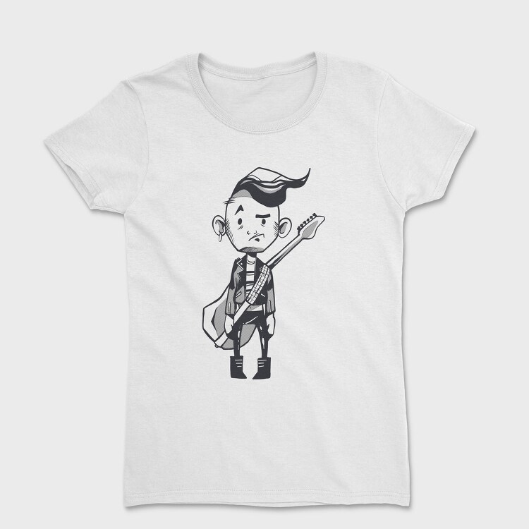 Character Holding Guitar Punk, Tricou Femei