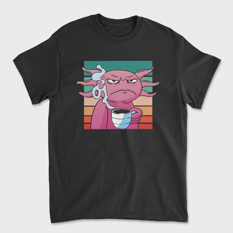 Angry Axolotl With Coffee, Tricou Barbati (Unisex)