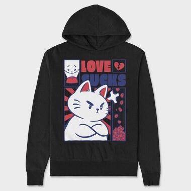 Angry Cat Anti Valentines Day Valentine, Hanorac Oversize Barbati (Unisex)