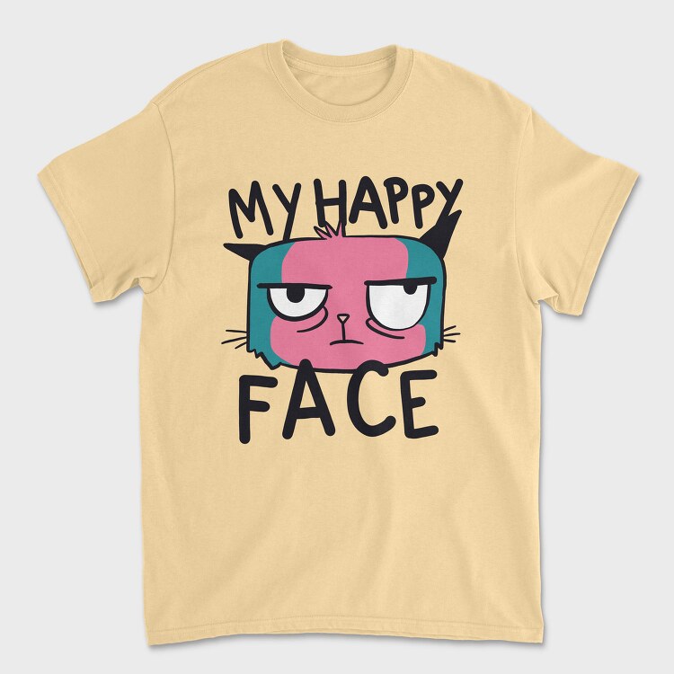 Angry Cat Face My Happy Face, Tricou Barbati (Unisex)