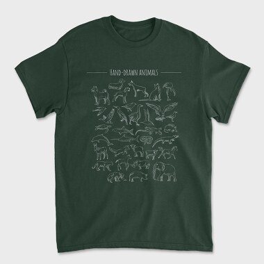 Chalk Hand Drawn Animals Silhouettes, Tricou Barbati (Unisex)