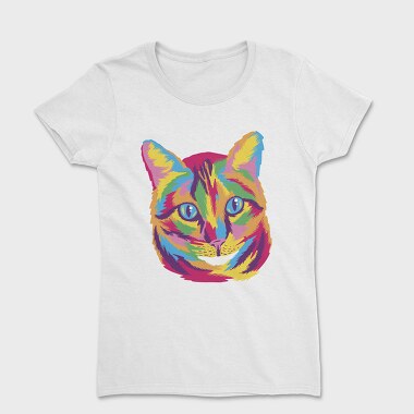 Colorful Cat Face Full Color, Tricou Femei