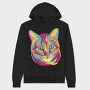 Colorful Cat Face Full Color, Hanorac Oversize Barbati (Unisex)