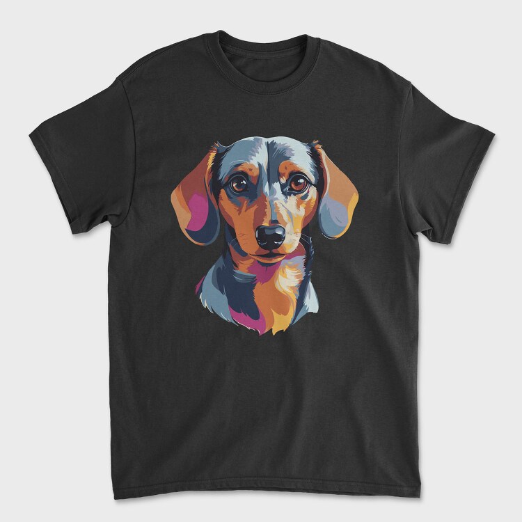 Colorful Dachshund Portrait, Tricou Barbati (Unisex)
