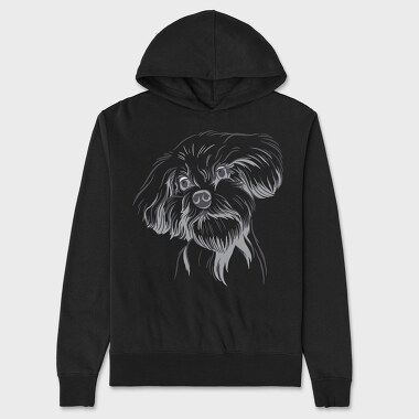 Cool Dog Illustration Doodle, Hanorac Oversize Barbati (Unisex)