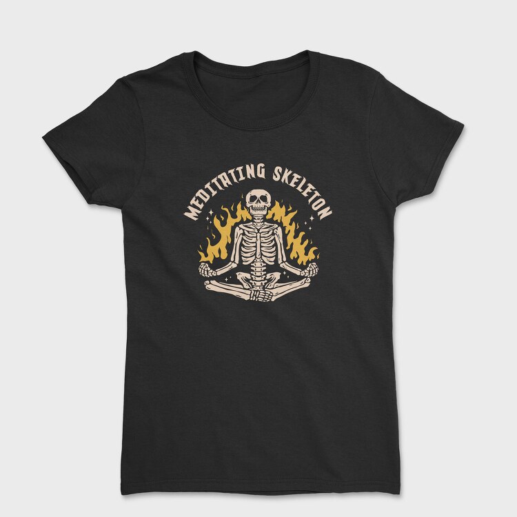 Cool Meditating Skeleton Skelleton, Tricou Femei