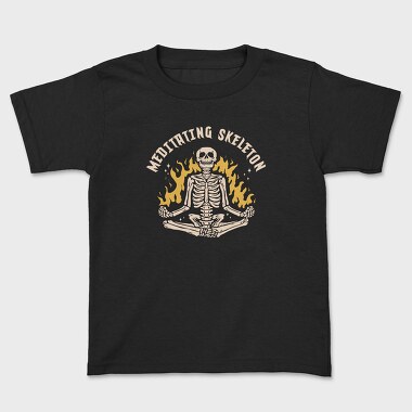 Cool Meditating Skeleton Skelleton, Tricou Copii