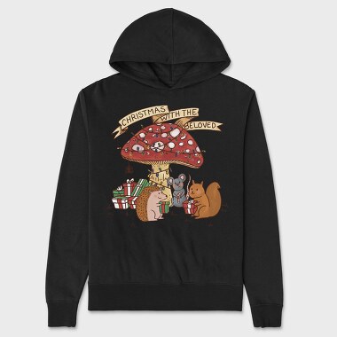 Christmas Mushroom And Animals With The Beloved, Hanorac Oversize Barbati (Unisex)