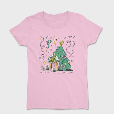 Christmas Tree New Year Character Present Pillow, Tricou Femei