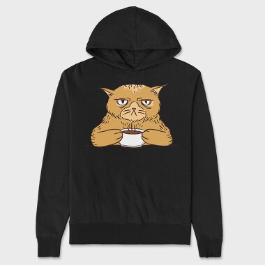 Angry Coffee Cat Grumpy, Hanorac Oversize Barbati (Unisex)