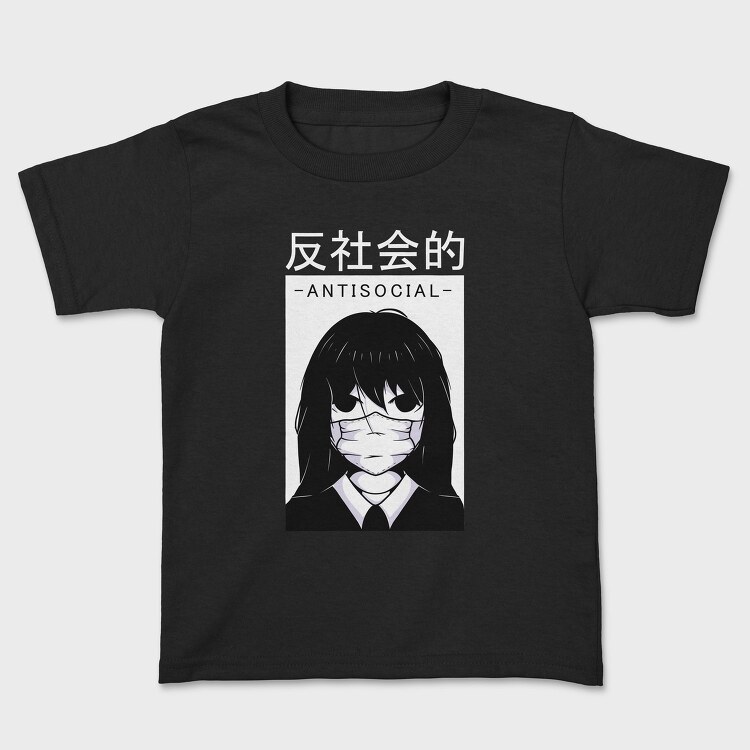 Anime Antisocial Girl Face Mask, Tricou Copii