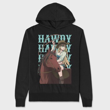 Anime Cowgirl, Hanorac Oversize Barbati (Unisex)