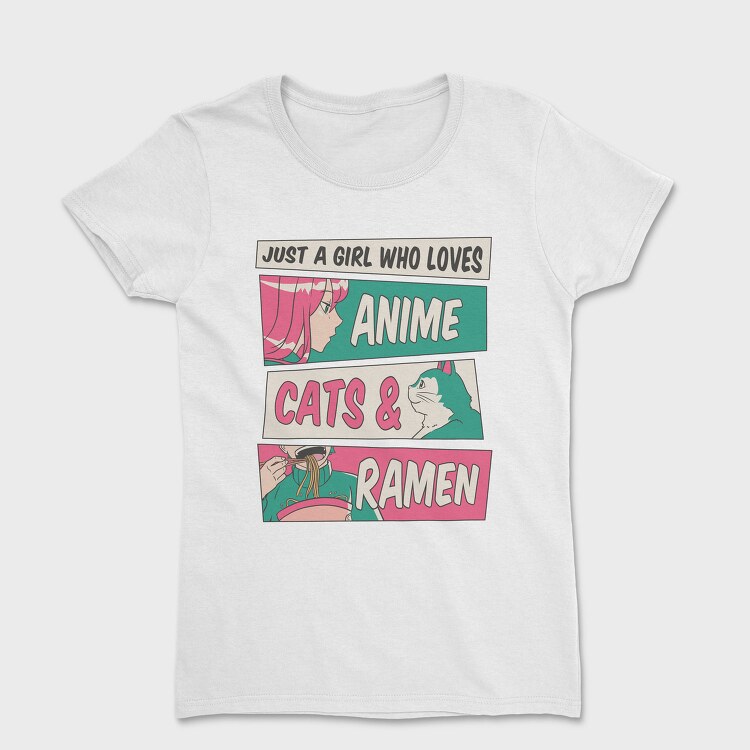 Anime Girl Cat And Ramen, Tricou Femei