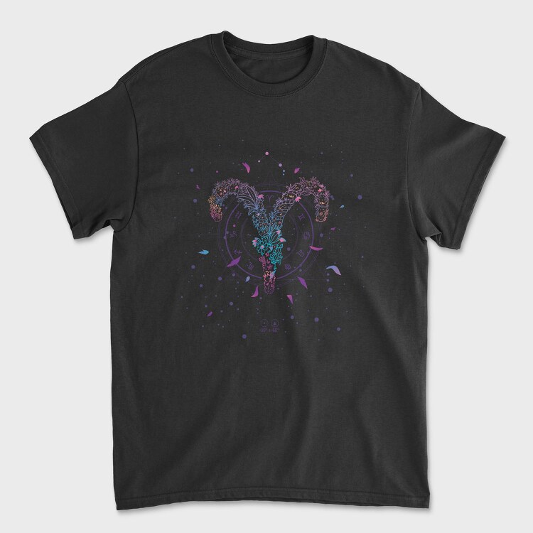 Aries Floral Zodiac Sign, Tricou Barbati (Unisex)