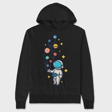 Astronaut And Balloon Planets, Hanorac Oversize Barbati (Unisex)