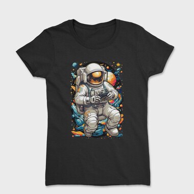 Astronaut Gamer In Cosmic Hues, Tricou Femei