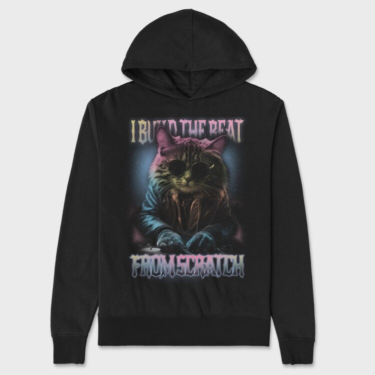 Cosmic Cat Dj Beat, Hanorac Oversize Barbati (Unisex)