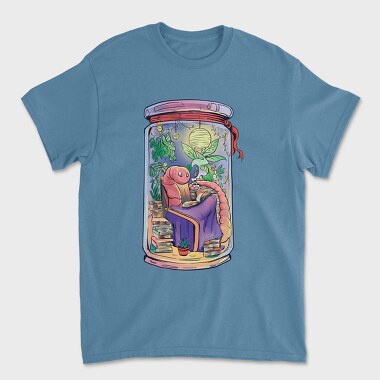Cozy Worm Reading Books Jar Chill, Tricou Barbati (Unisex)