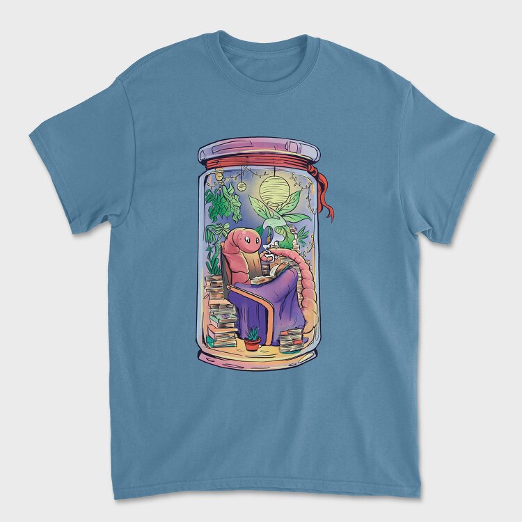 Cozy Worm Reading Books Jar Chill, Tricou Barbati (Unisex)