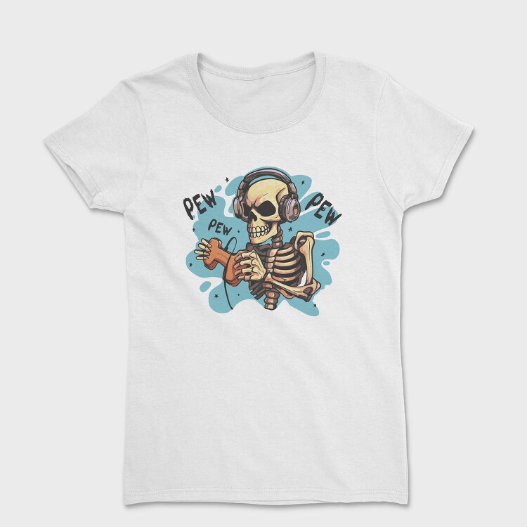 Creepy Skeleton Playing Videogames, Tricou Femei
