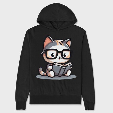 Clever Cat Reading, Hanorac Oversize Barbati (Unisex)