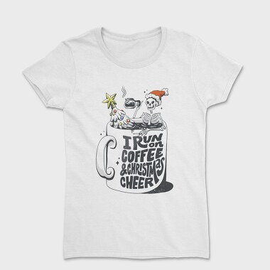 Coffee Christmas Skeleton Anti Santa Addicted, Tricou Femei