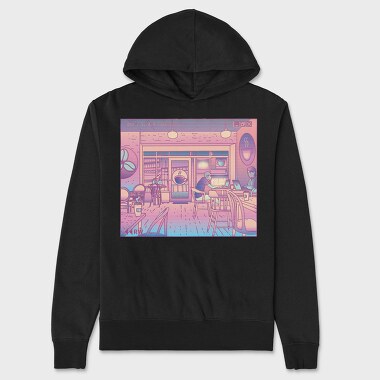 Coffee Shop Vaporwave, Hanorac Oversize Barbati (Unisex)