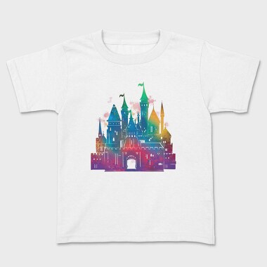 Colorful Gradient Castle Watercolor, Tricou Copii