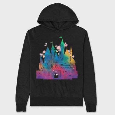 Colorful Gradient Castle Watercolor, Hanorac Oversize Barbati (Unisex)