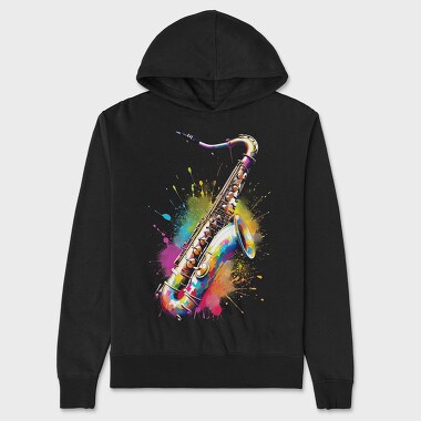 Colorful Saxophone With Splashes, Hanorac Oversize Barbati (Unisex)
