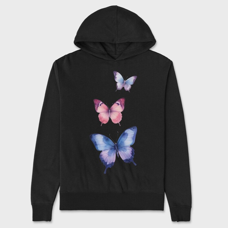 Colorful Watercolor Butterflies, Hanorac Oversize Barbati (Unisex)