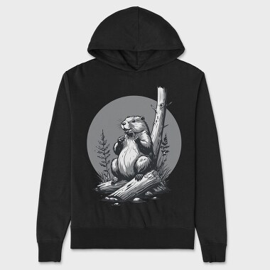 Contemplative Beaver, Hanorac Oversize Barbati (Unisex)