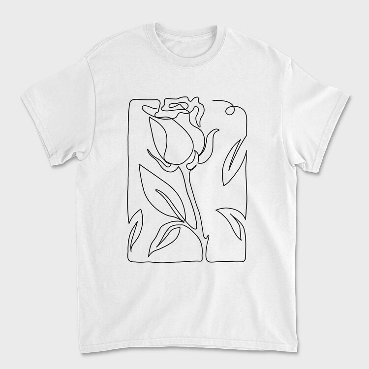 Continuous Line Rose, Tricou Barbati (Unisex)