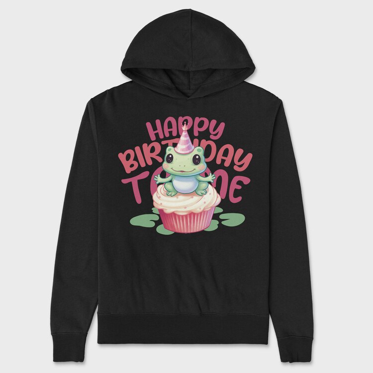 Cute Frog On Cupcake Birthday Mug, Hanorac Oversize Barbati (Unisex)