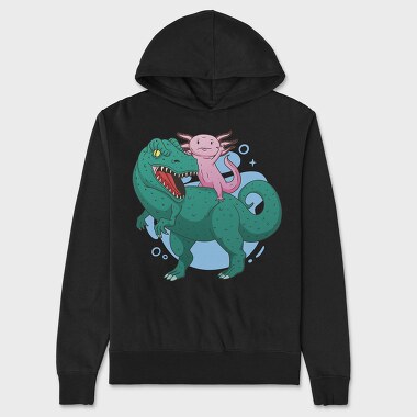 Axolotl Riding Dinosaur Trex, Hanorac Oversize Barbati (Unisex)