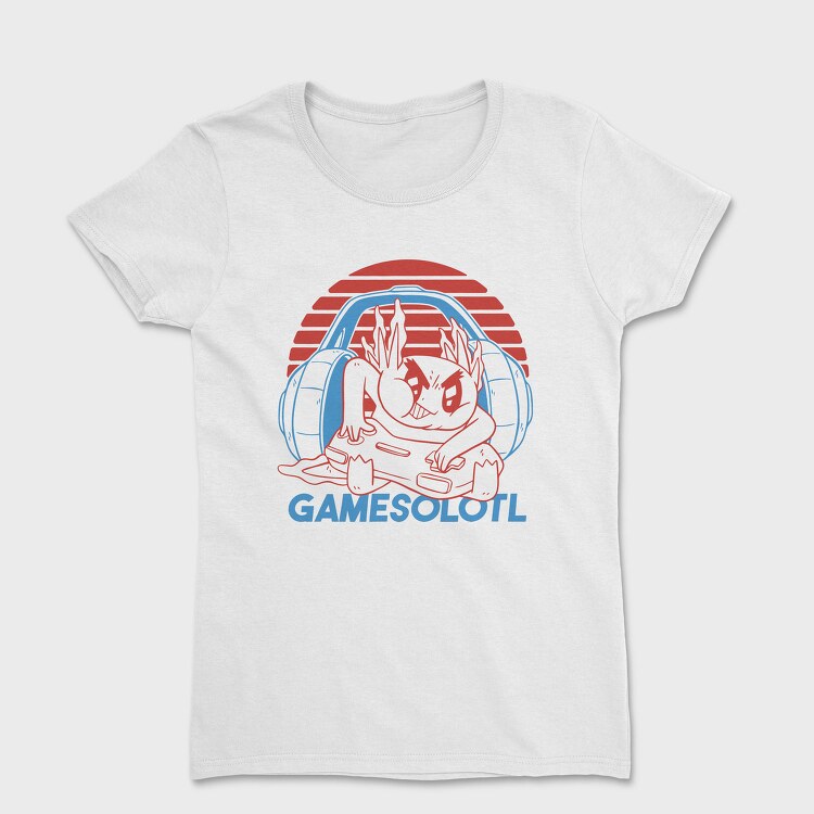 Axolotl With Joystick And Headphones Gamer, Tricou Femei