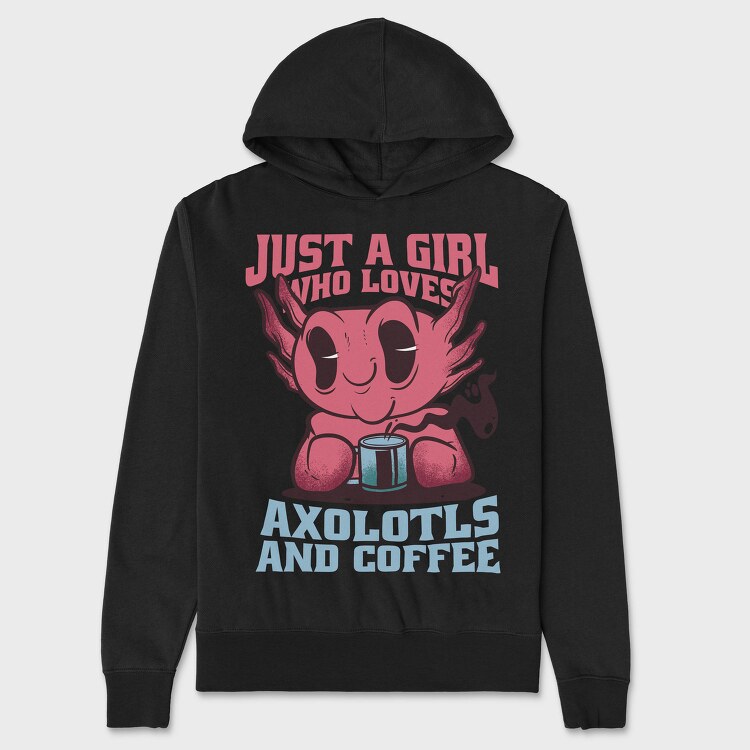 Axolotls And Coffee, Hanorac Oversize Barbati (Unisex)