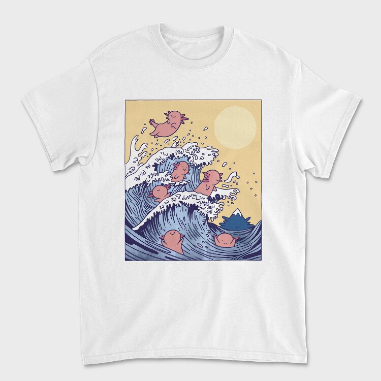 Axolotls In Wave, Tricou Barbati (Unisex)