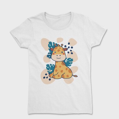 Baby Giraffe And Leaves, Tricou Femei