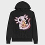 Cute Axolotl Eating Pizza, Hanorac Oversize Barbati (Unisex)