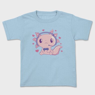 Cute Axolotl Playing Videogames Gaming, Tricou Copii