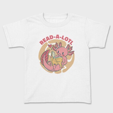 Cute Axolotl Reading Book, Tricou Copii
