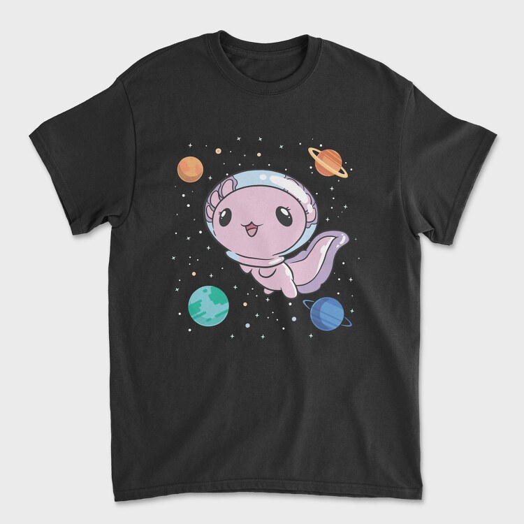 Cute Axolotl Space, Tricou Barbati (Unisex)