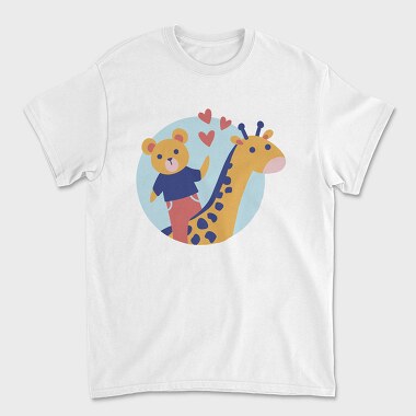 Cute Bear And Giraffe, Tricou Barbati (Unisex)