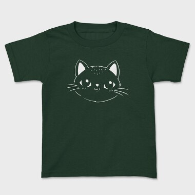 Cute Cat Filled Stroke Face, Tricou Copii